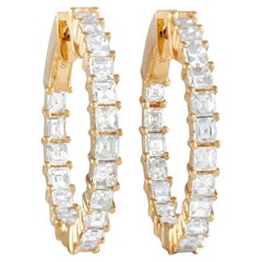 LB Exclusive 18k Yellow Gold 2.56 Carat Diamond Inside-Out Hoop Earrings