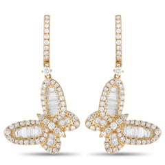 LB Exclusive 18K Yellow Gold 2.65 Ct Diamond Butterfly Dangle Earrings