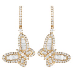 LB Exclusive 18K Yellow Gold 2.65 Ct Diamond Butterfly Dangle Earrings