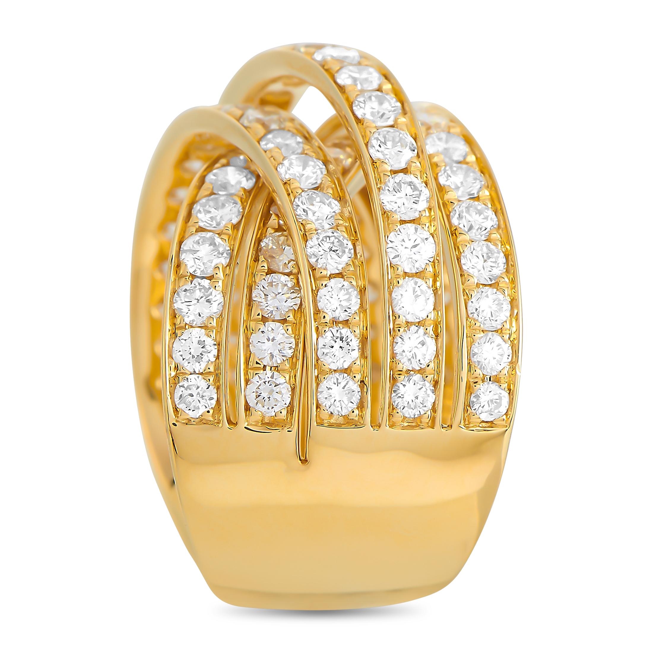 diamond crossover ring yellow gold