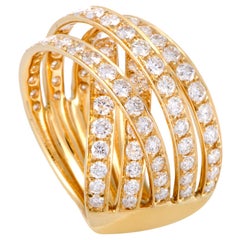 LB Exclusive 18 Karat Yellow Gold, 2.75 Carat Diamond Crisscross Band Ring