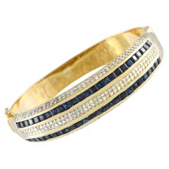 LB Exclusive 18k Yellow Gold 2.90 Carat Diamond and Sapphire Bracelet