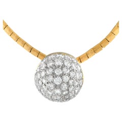 LB Exclusive 18K Yellow Gold 2.94ct Diamond Disc Necklace