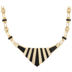 LB Exclusive 18K Yellow Gold 3.00 ct Diamond and Onyx Necklace