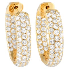 LB Exclusive 18K Yellow Gold 3.05ct Diamond Inside-Out Hoop Earrings