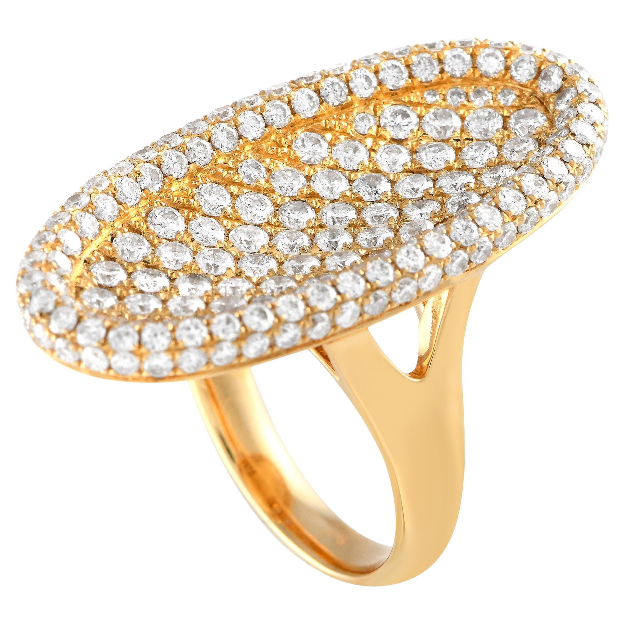 LB Exclusive Bague ovale en or jaune 18 carats avec 3,0 carats de diamants en vente