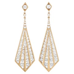 LB Exclusive 18k Yellow Gold 3.10ct Diamond Geometric Drop Earrings