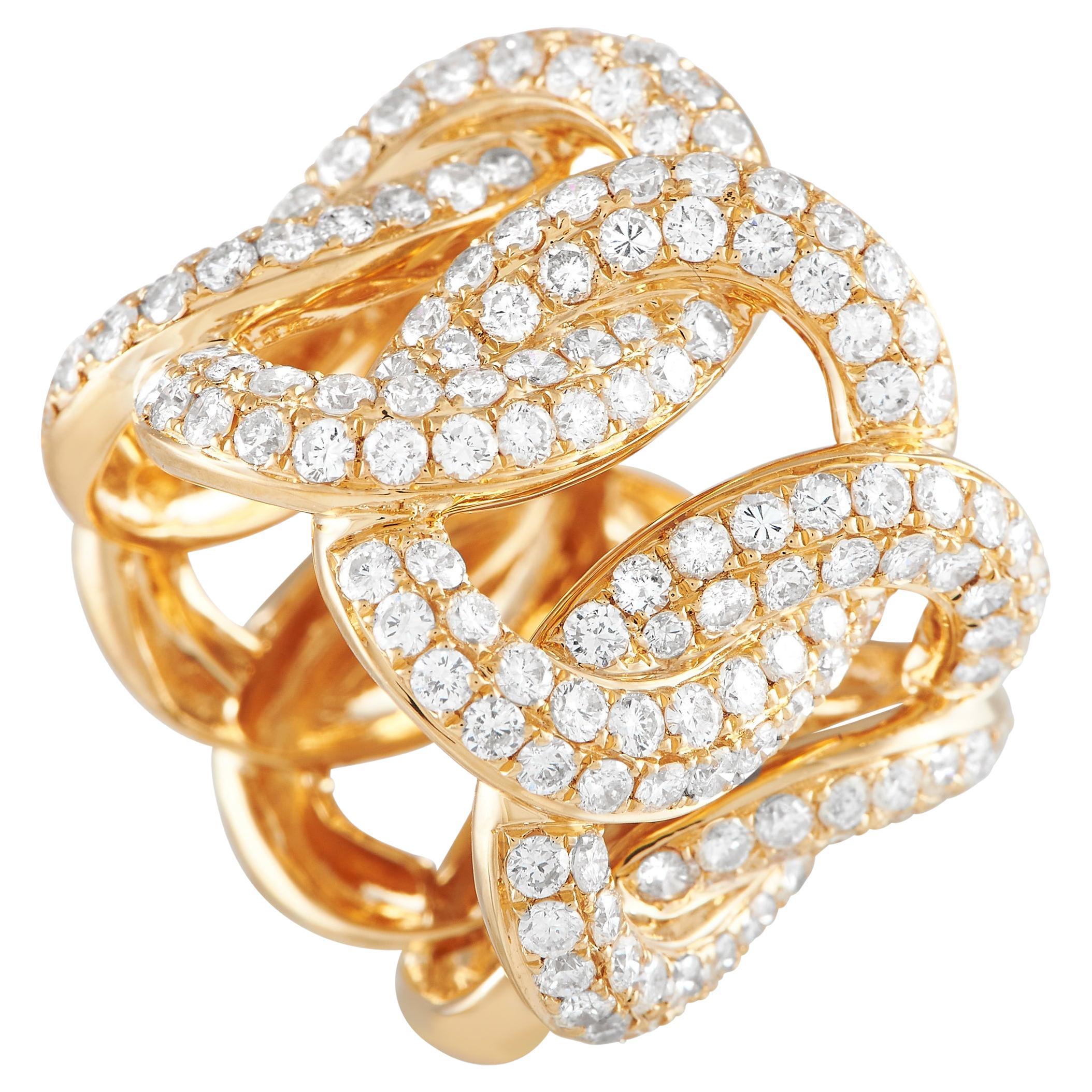 LB Exclusive 18k Yellow Gold 3.10 Carat Diamond Wide Band Ring For Sale
