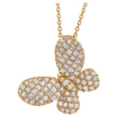 LB Exclusive 18K Yellow Gold 3.21 Ct Diamond Butterfly Necklace