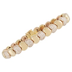 LB Exclusive 18K Yellow Gold 3.25 Ct Diamond Heart Italian Bracelet