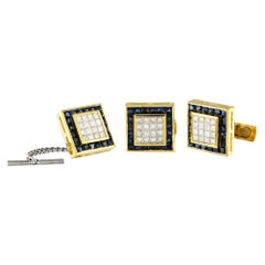 LB Exclusive, oro giallo 18 carati, 3,45 carati di diamanti, set di gemelli e di etichette per cravatte MF02-111723