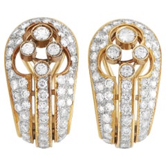 Lb Exclusive 18k Yellow Gold 3.50 Ct Diamond Clip-On Earrings