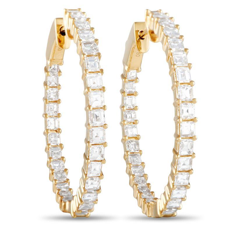 LB Exklusive 18K Gelbgold 3,71ct Diamant Inside-Out Hoop-Ohrringe im Zustand „Hervorragend“ in Southampton, PA