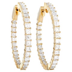 LB Exclusive 18k Yellow Gold 3.71 Carat Diamond Inside-Out Hoop Earrings