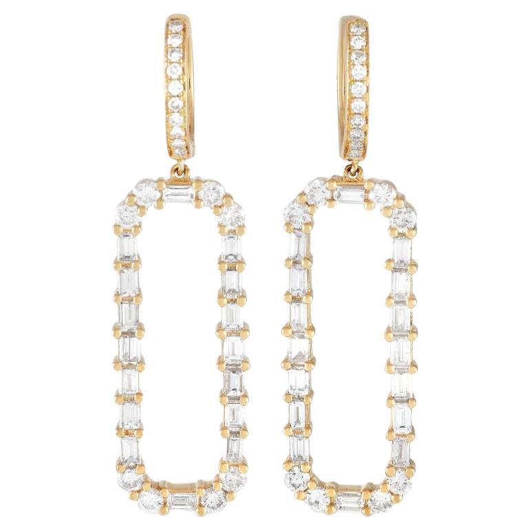 LB Exclusive 18k Yellow Gold 3.80ct Diamond Dangle Earrings