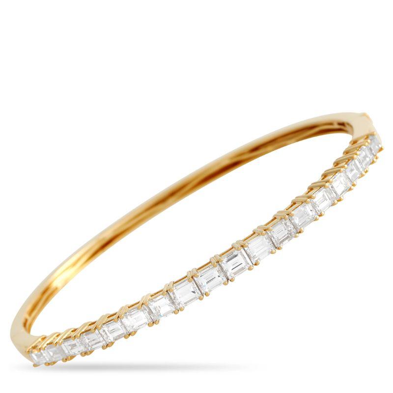 LB Exclusive 18k Yellow Gold 4.0 Carat Diamond Bangle Bracelet In New Condition In Southampton, PA