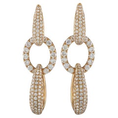 LB Exclusive 18k Yellow Gold 4.30 Carat Diamond Link Drop Earrings