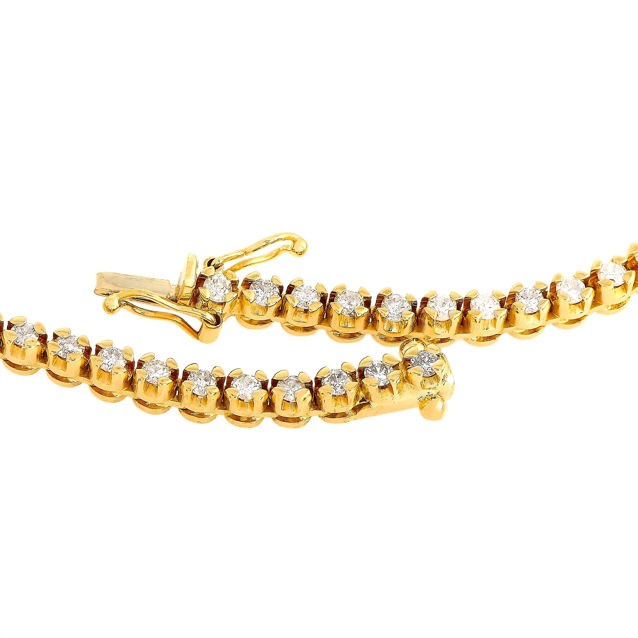 Round Cut LB Exclusive 18 Karat Yellow Gold 4.93 Carat Diamond Necklace