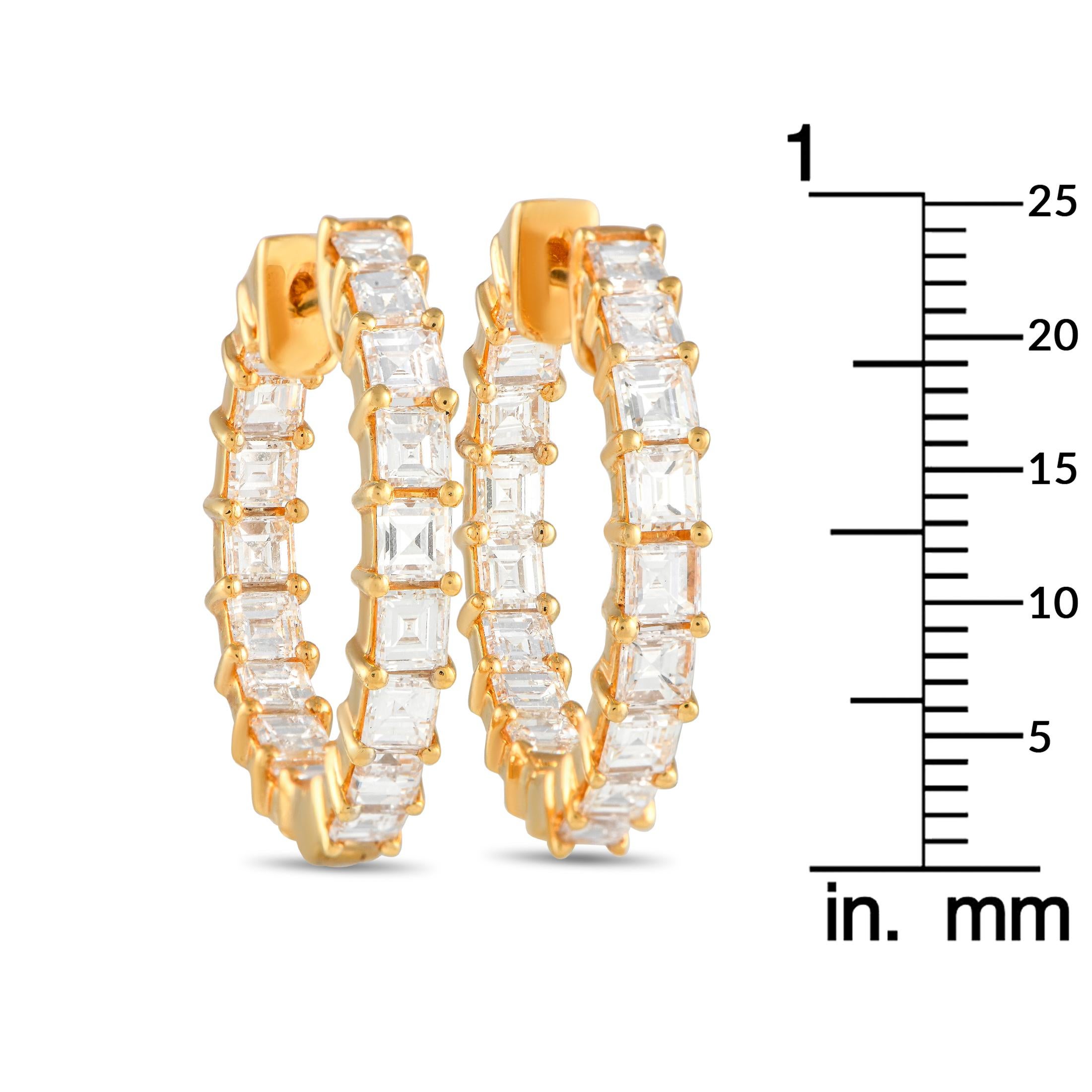 Baguette Cut LB Exclusive 18Karat  Yellow Gold 5.0Carat Diamond Inside-Out Hoop Earrings
