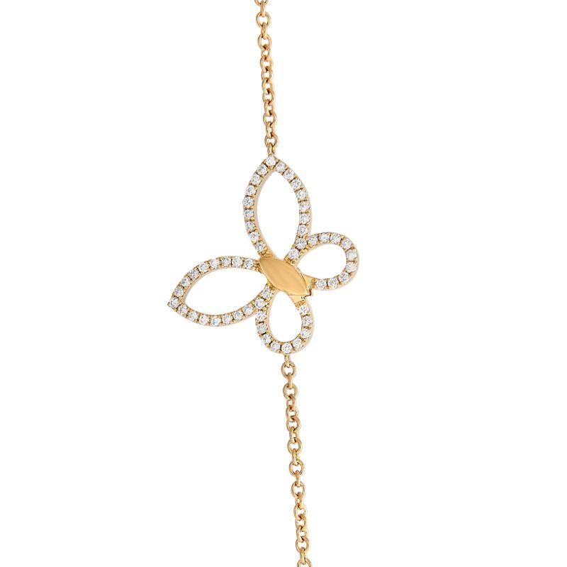 Round Cut LB Exclusive 18k Yellow Gold 5.0ct Diamond Long Butterfly Necklace For Sale