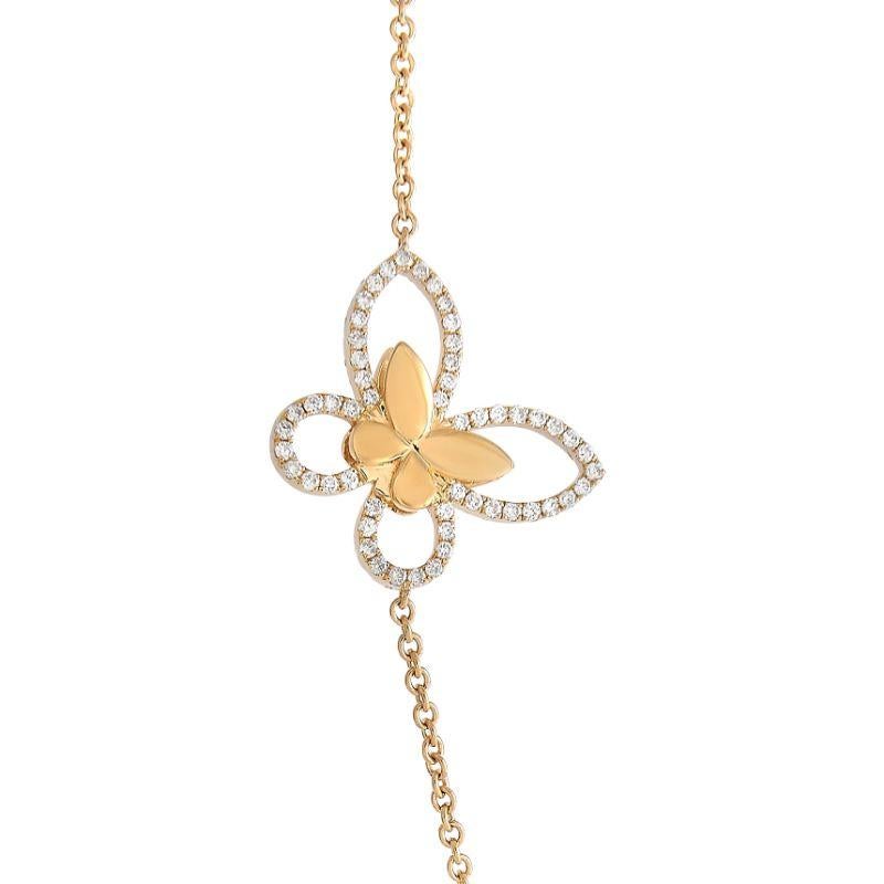 LB Exclusive 18k Yellow Gold 5.0ct Diamond Long Butterfly Necklace In New Condition For Sale In Southampton, PA