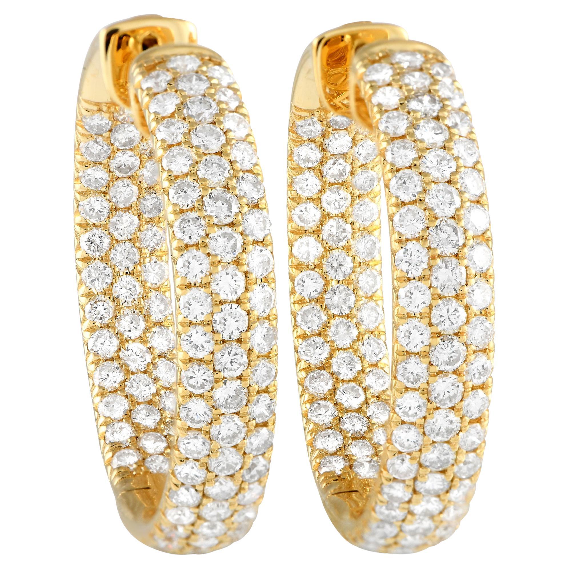 2 Pcs Gold Tone Stainless Steel Inside-Out Hoop Earrings – High Polish, Snap Closure