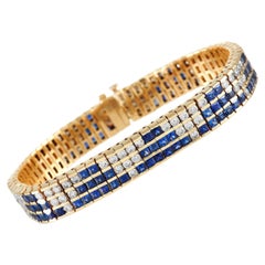 LB Exclusive 18K Yellow Gold 5.40 ct Diamond and Sapphire Bracelet