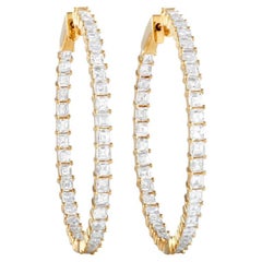LB Exclusive 18k Yellow Gold 5.60ct Diamond Inside-Out Hoop Earrings
