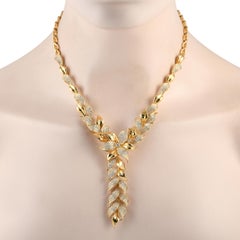 LB Exclusive 18K Yellow Gold 6.50ct Diamond Floral Leaf Necklace
