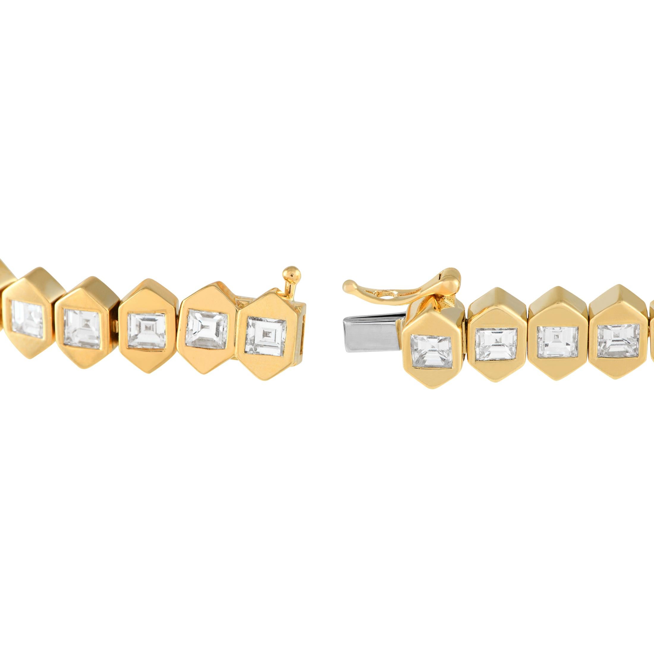 Taille carrée Bracelet en or jaune 18 carats et diamants 7,0 carats en vente