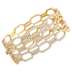 LB Exclusive 18K Yellow Gold 7.96ct Diamond Openwork Wide Bracelet