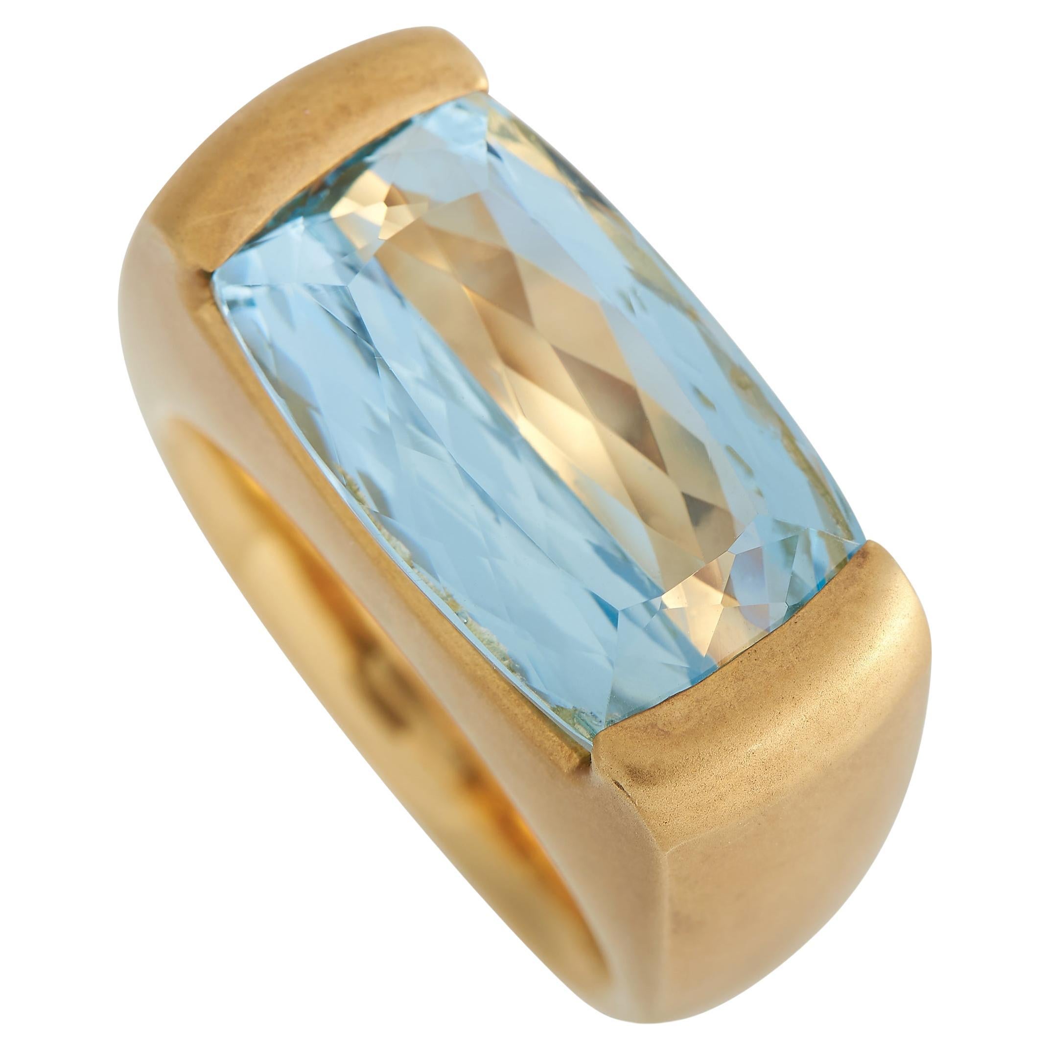 LB Exclusive 18K Yellow Gold 8.51ct Aquamarine Ring MF30-100423 For Sale