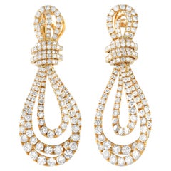LB Exclusive 18K Yellow Gold 8.80ct Diamond Knot Earrings
