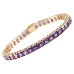 LB Exclusive 18k Yellow Gold Amethyst Tennis Bracelet