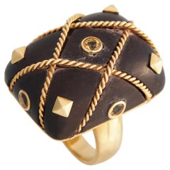 LB Exclusive 18k Yellow Gold and Wood Sapphire Ring