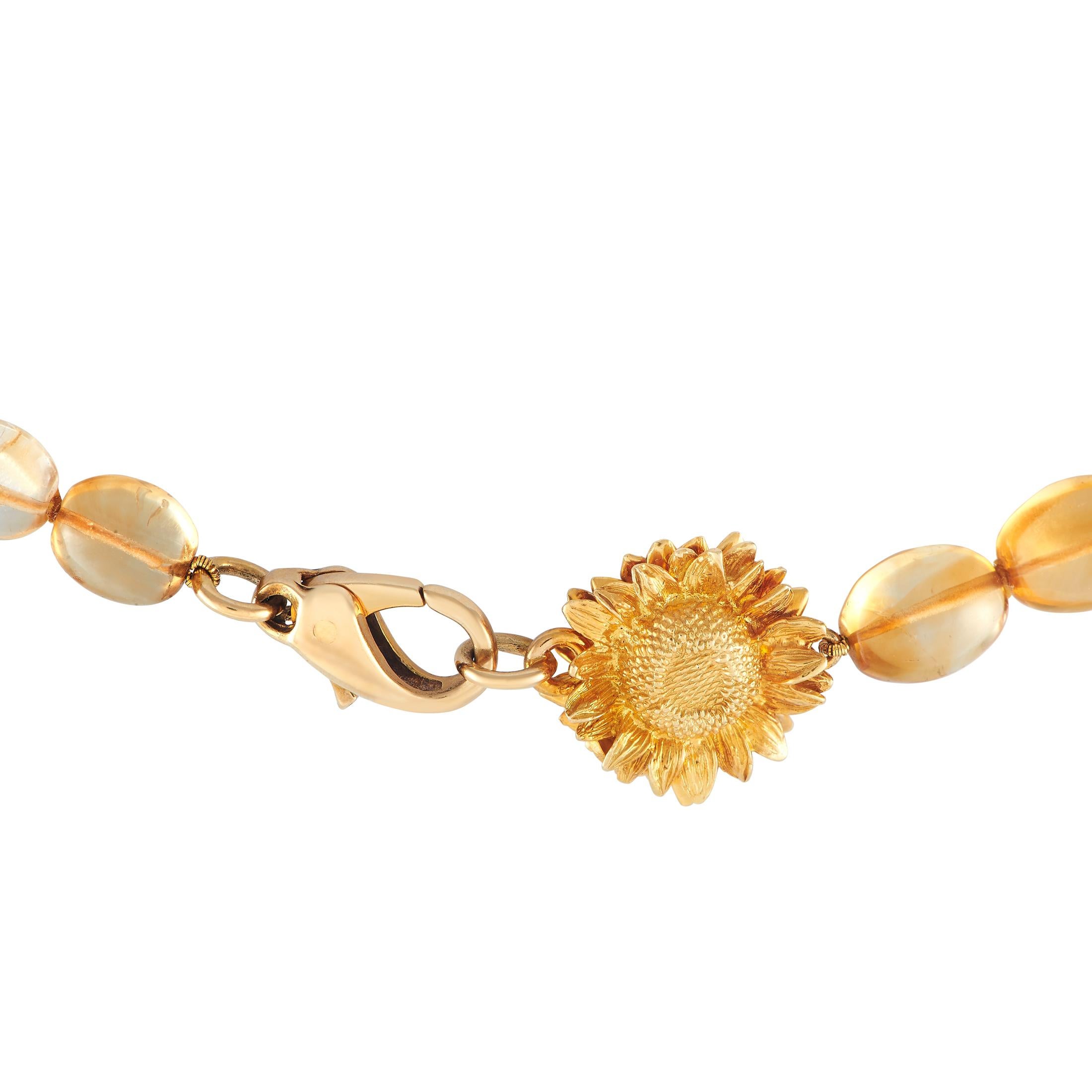 Mixed Cut LB Exclusive 18k Yellow Gold Citrine Sunflower Necklace