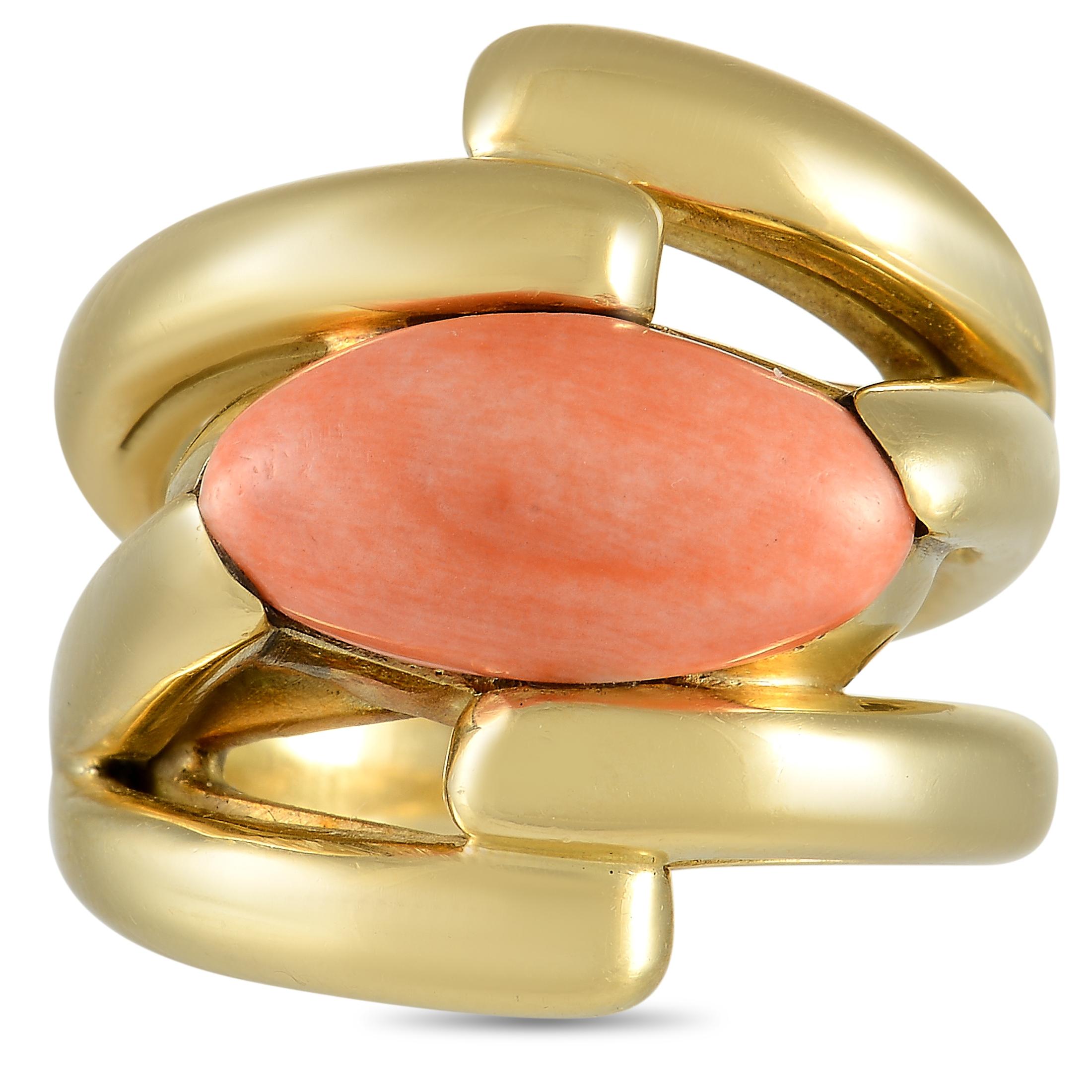 Mixed Cut LB Exclusive 18K Yellow Gold Coral Ring