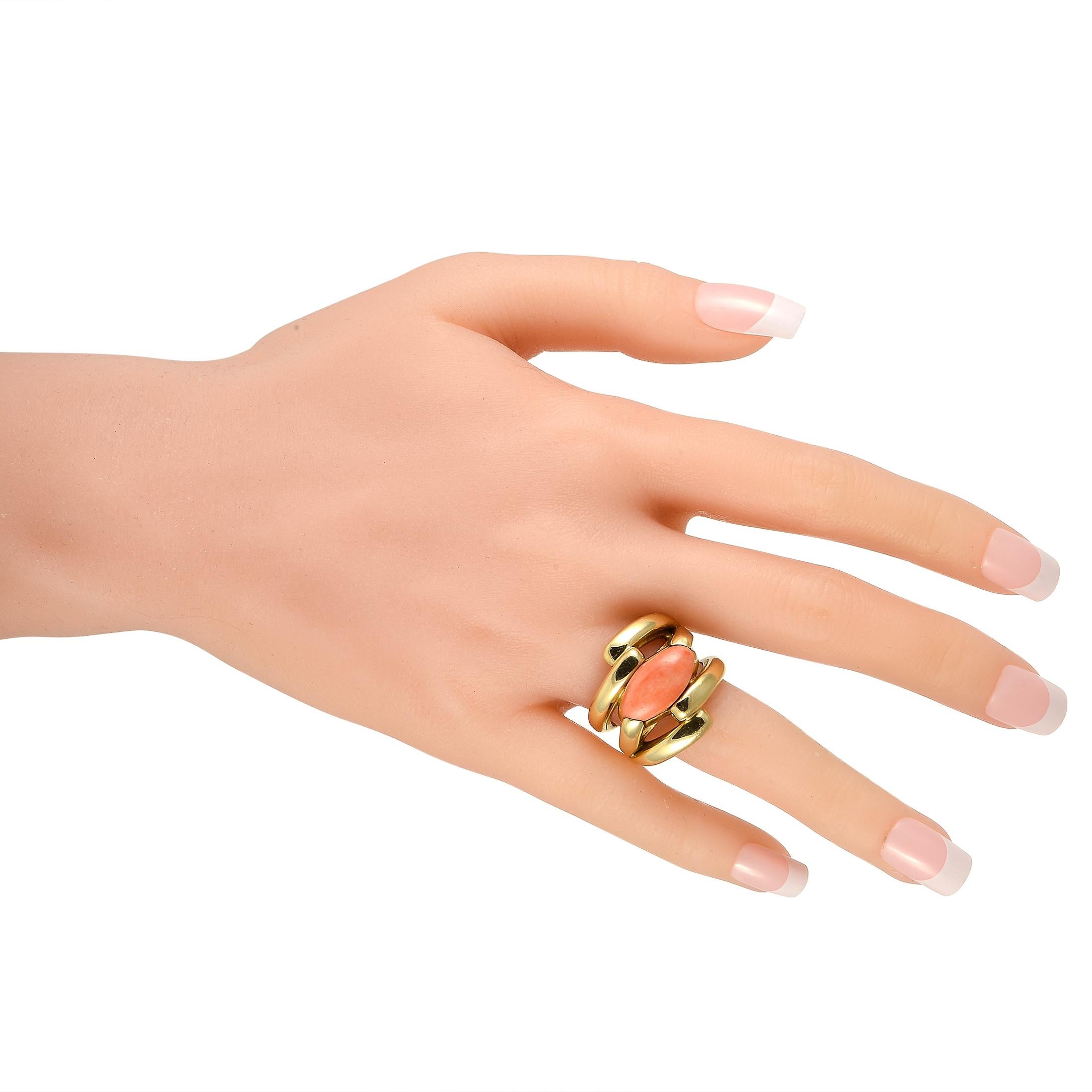 Women's LB Exclusive 18K Yellow Gold Coral Ring