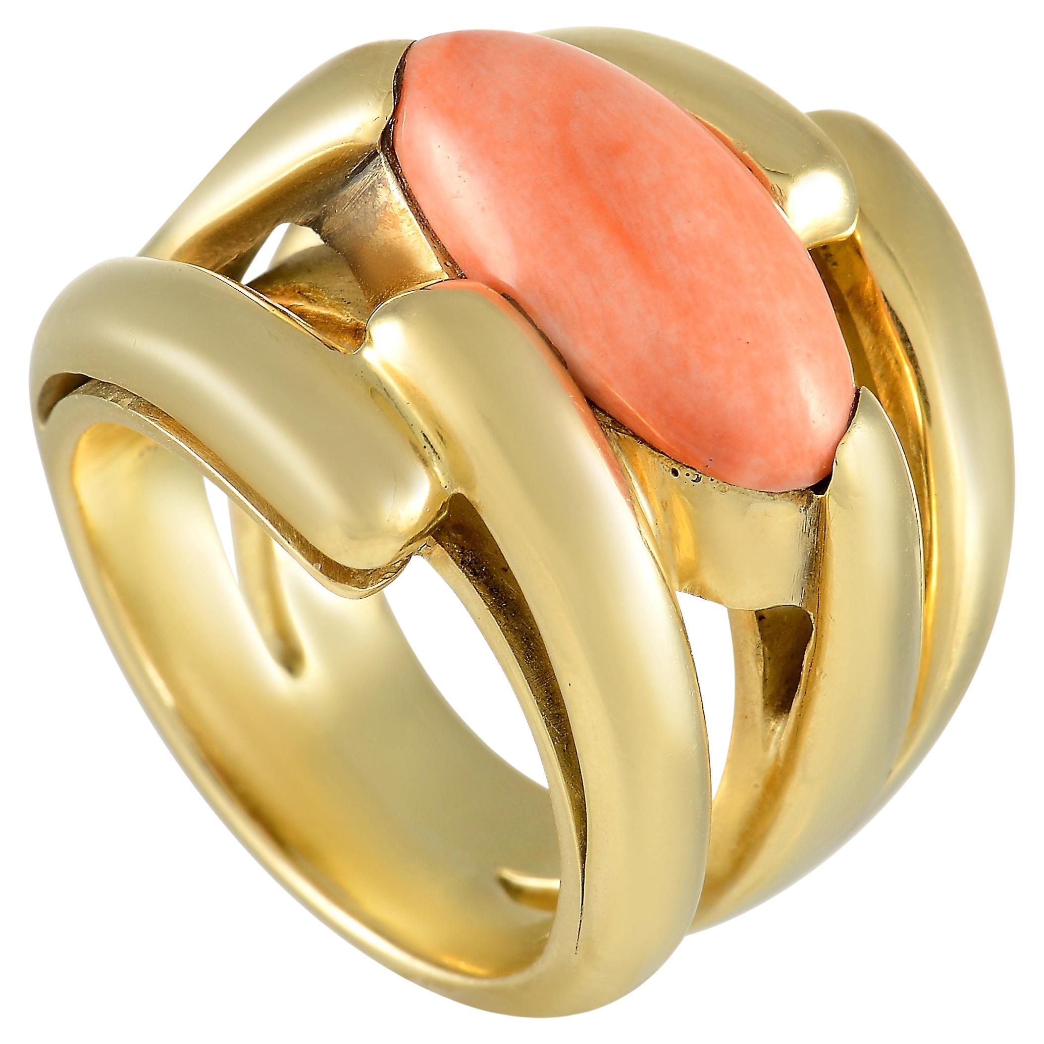 LB Exclusive 18K Yellow Gold Coral Ring