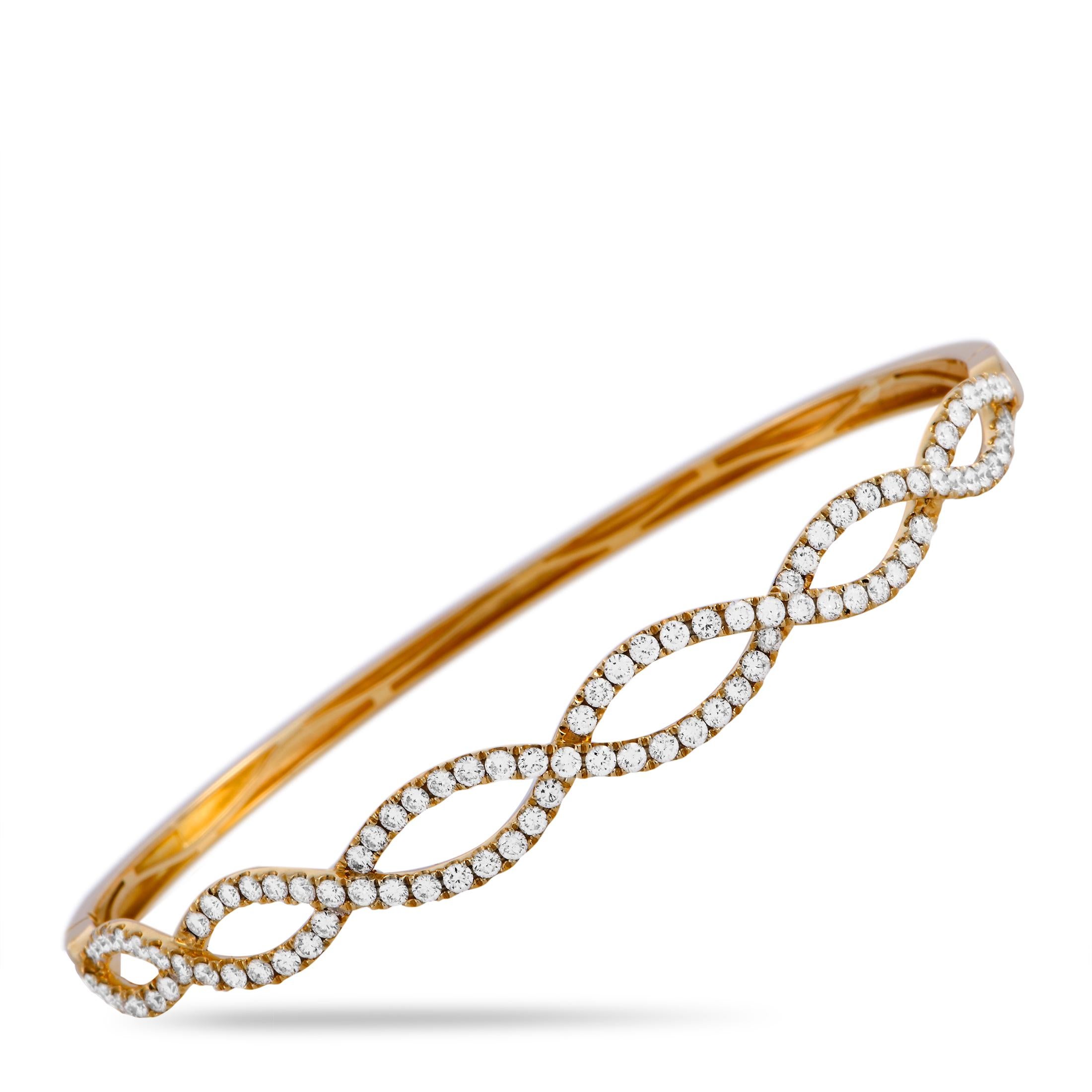 Women's LB Exclusive 18 Karat Yellow Gold Diamond Bangle Bracelet
