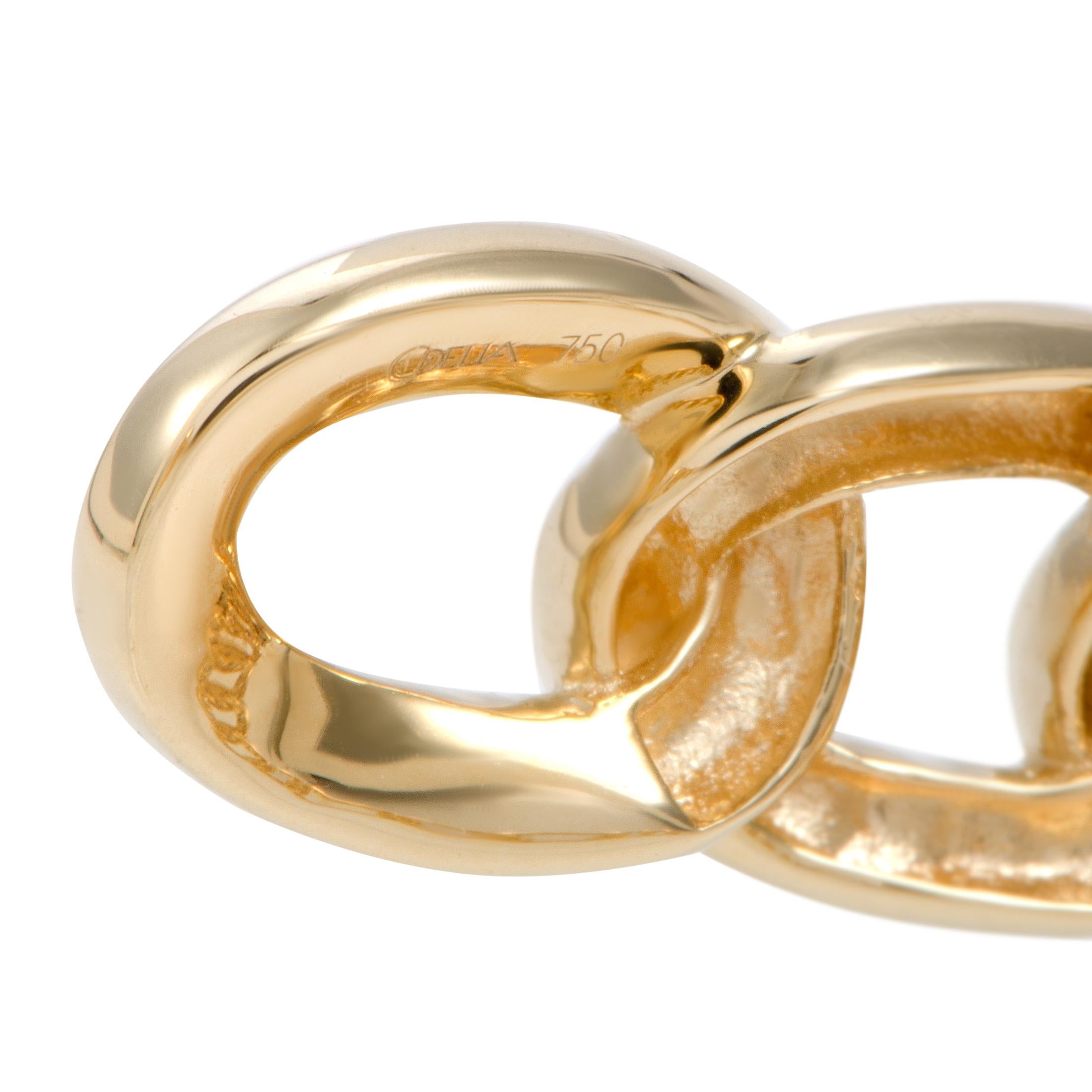 Women's LB Exclusive 18 Karat Yellow Gold Diamond Chain Link Open Bangle Bracelet