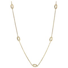 LB Exclusive 18 Karat Yellow Gold Diamond Oval Long Sautoir Necklace