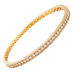 LB Exclusive 18 Karat Yellow Gold Diamond Pave Bangle Bracelet