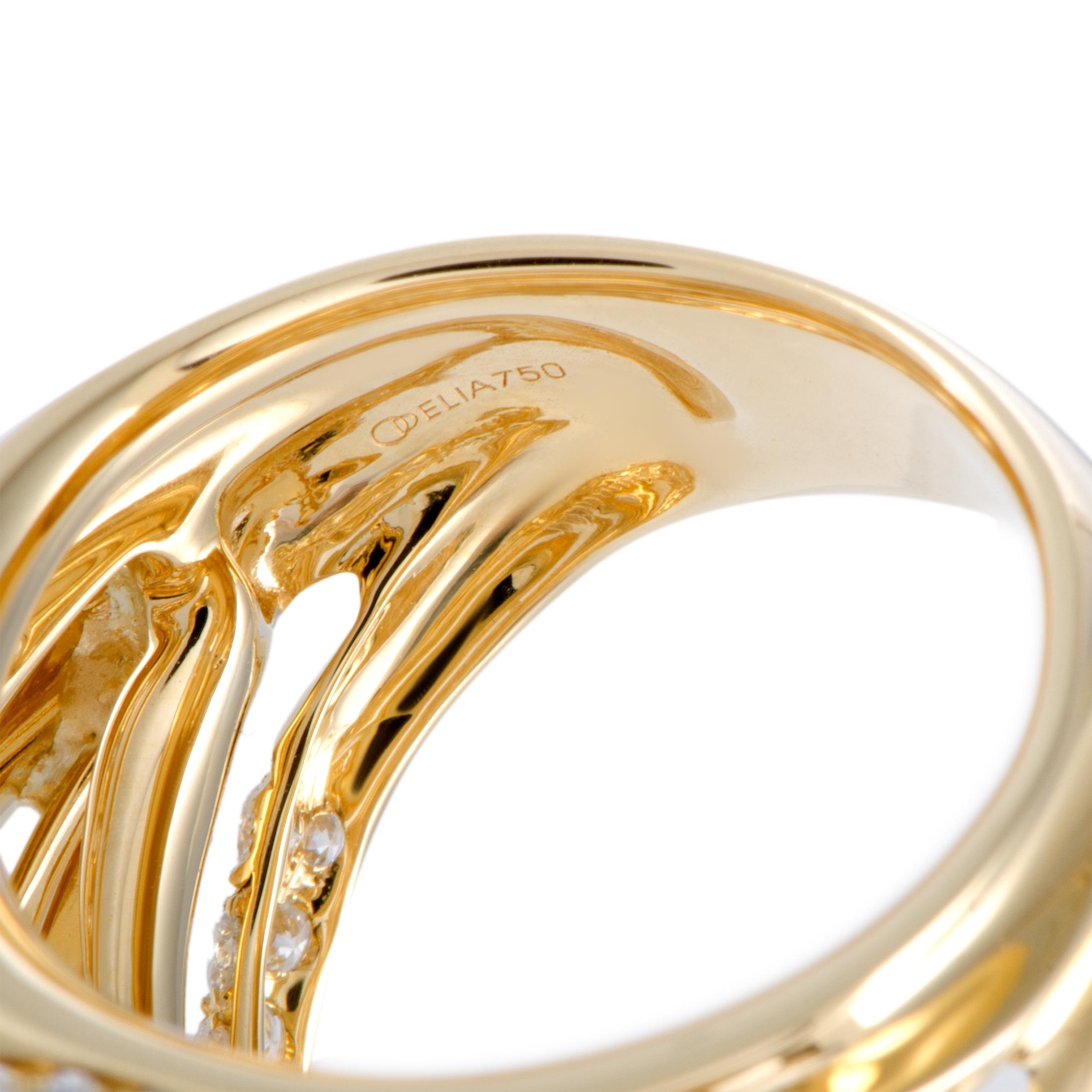 LB Exclusive 18 Karat Yellow Gold Diamond Pave Multi Band Ring 1