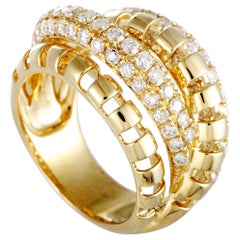LB Exclusive 18 Karat Yellow Gold Diamond Pave Multi-Band Ring