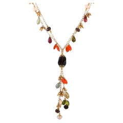LB Exclusive 18K Yellow Gold Multicolored Gemstone Necklace