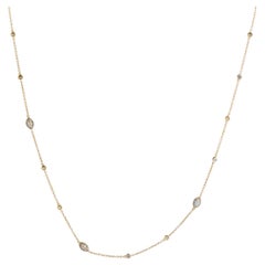 LB Exclusive 18 Karat Gold Round and Marquise Diamonds Long Sautoir Necklace