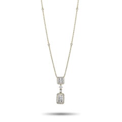 LB Exclusive 18 Karat Yellow Gold Round and Square Diamond Necklace