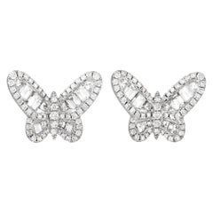 Used LB Exclusive 18 Karat White Gold 2.50 Carat Diamond Butterfly Stud Earrings