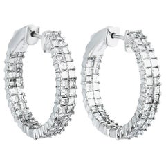 LB Exclusive 2.65 Carat Inside Out Diamond Pave 18 Karat Gold Hoop Earrings